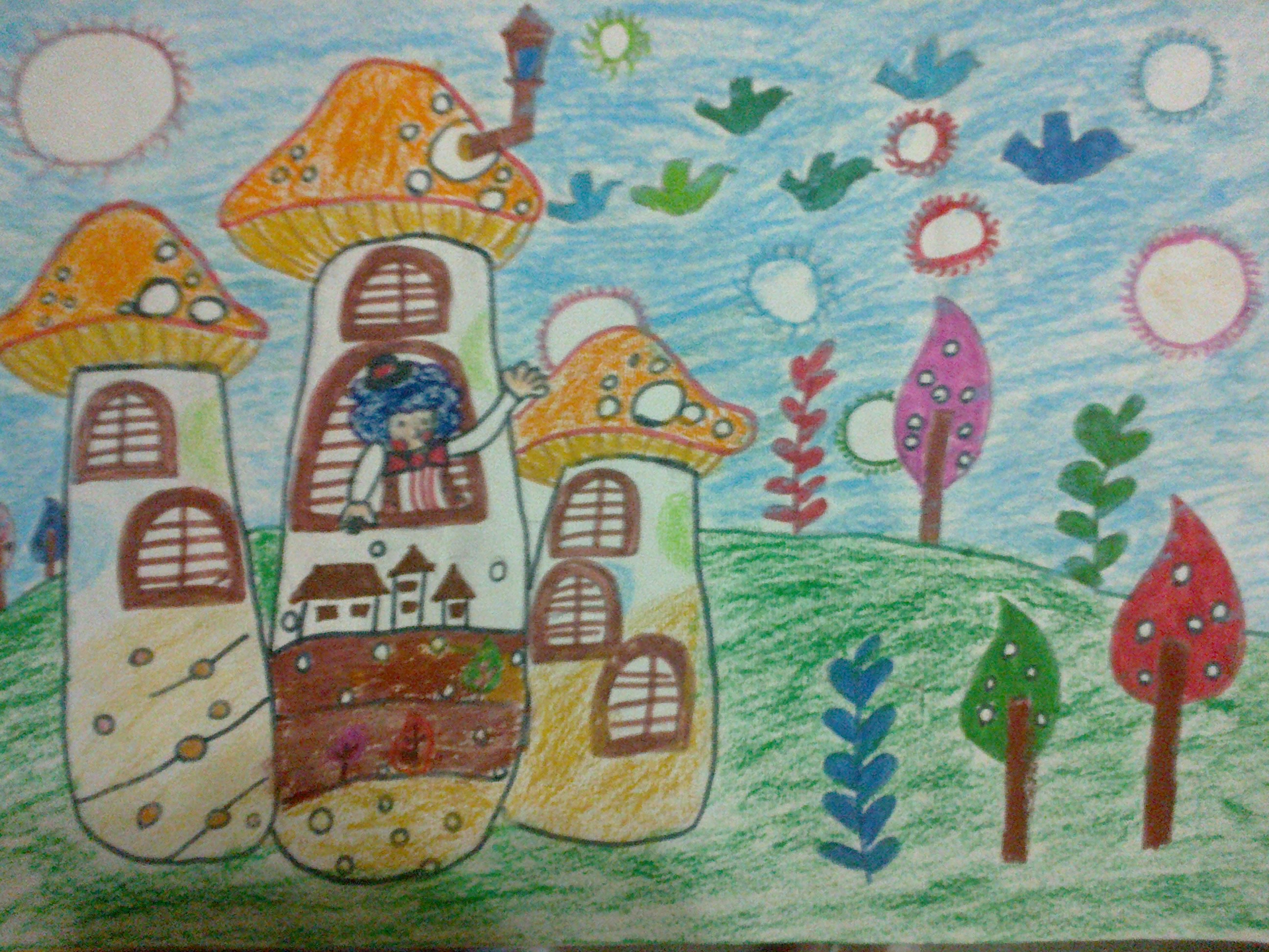 蘑菇房子简笔画 蘑菇房子简笔画图片带颜色 - 水彩迷